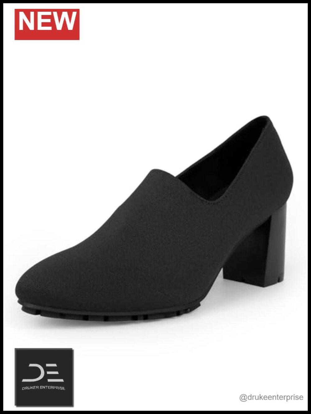 Women's Block Heel Pumps Square Toe Slip On Comfortable OrthoLite Footbed